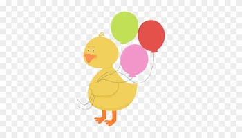 Duck With Balloons - Animal Holding Balloon Clipart