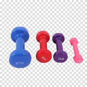 Dumbbell Bodybuilding Physical exercise Physical fitness Barbell, Small colored dumbbells transparent background PNG clipart