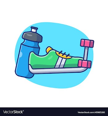 dumbbell shoes and bottle cartoon