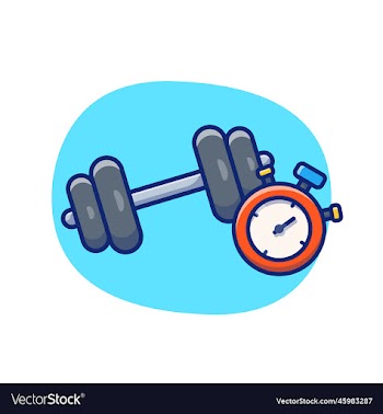 dumbbell with stopwatch cartoon