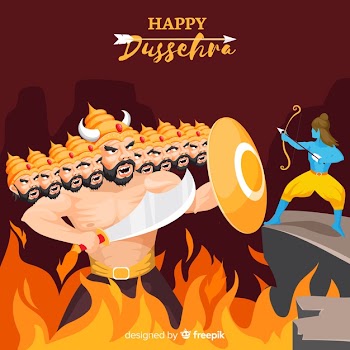 Dussehra background hand drawn style Free Vector