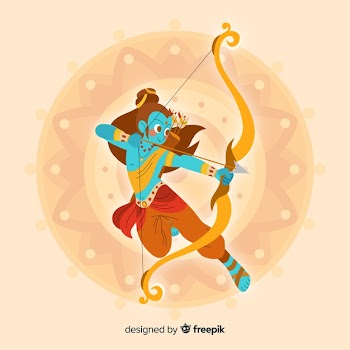Dussehra background hand drawn style Free Vector