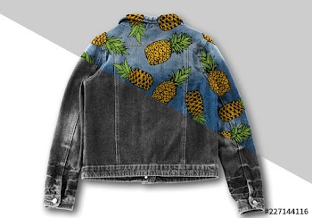 Dyed and Patterned Denim Jacket Mockup