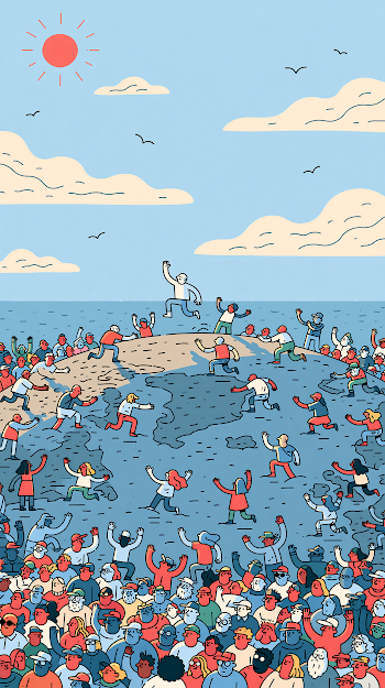 Dynamic 2D Crowd on a Flat World-Platform
