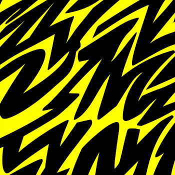 Dynamic Abstract Black Shapes on Vibrant Yellow Background