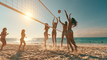 Dynamic Beach Volleyball Fun