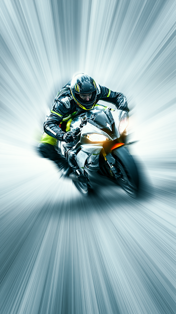 Dynamic Motorcycle Action: Aggressive Turn with Motion Blur
