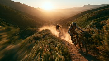 Dynamic Mountain Biking Adventure at Golden Hour