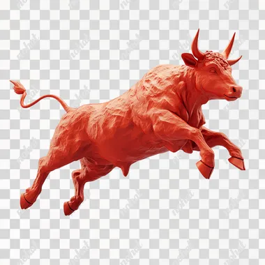 Dynamic Red 3D Bull: A Symbol of Market Prosperity