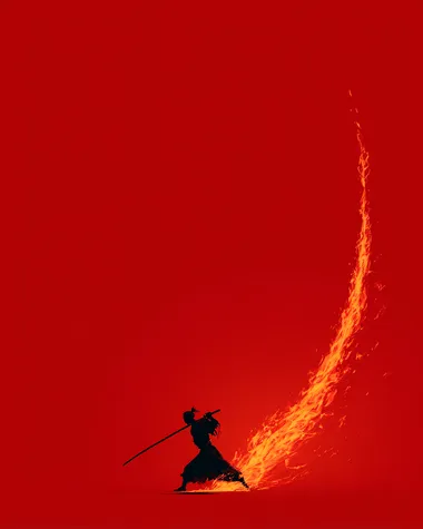 Dynamic Samurai Slash with Fiery Trail Dynamic Samurai Slash with Fiery Trail