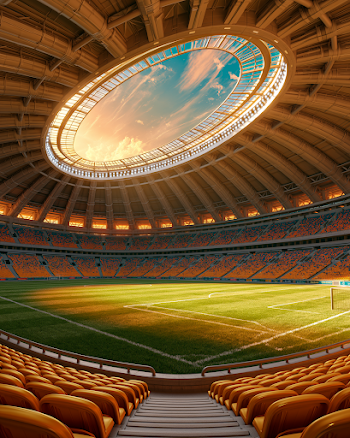 Dynamic Soccer Stadium with Vibrant Lighting