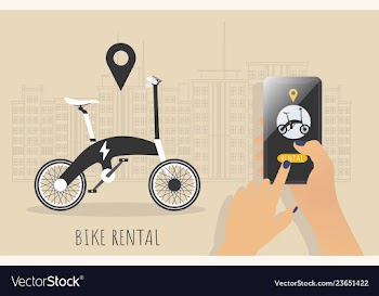 E-bike bike rental rent bike electric bike vector image