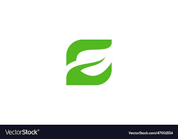 e letter with leaf logo