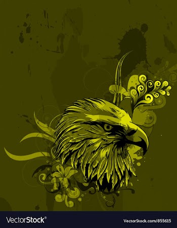 Eagle head with floral background vector image