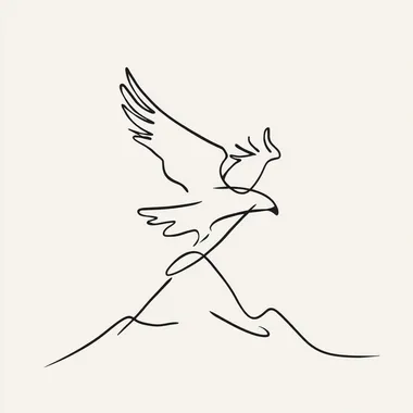 Eagle in Flight Over Mountains - Minimalist Line Art Eagle in Flight Over Mountains - Minimalist Line Art