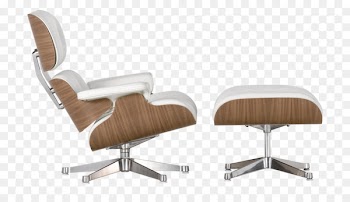 Eames Lounge Chair Charles and Ray Eames Chaise longue Ottoman - White wooden seat 