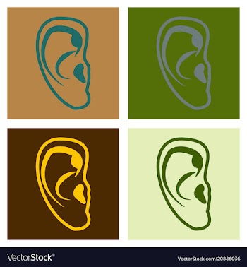 Ear icon in flat style isolated on color vector image