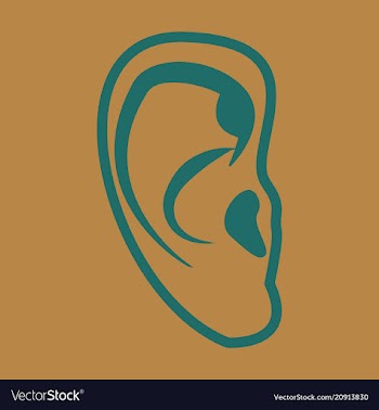Ear icon in flat style isolated on color vector image