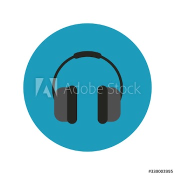 earphones audio block and flat style icon
