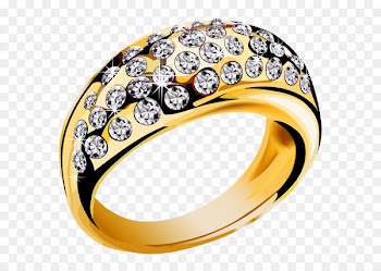 Earring Gold Jewellery - Gold Ring with White Diamonds PNG Clipart 