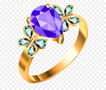 Earring Jewellery Clip art - Gold Ring with Blue andPurple Diamonds PNG Clipart 