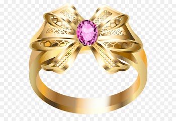 Earring Jewellery Diamond Gold - Gold Ring with Pink Diamond and Bow PNG Clipart 