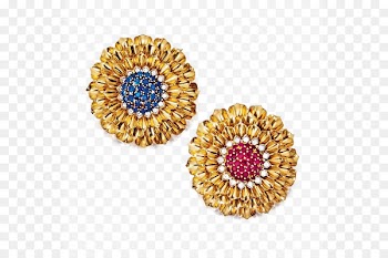 Earring Ruby Gemstone Gold - Sunflower earrings 