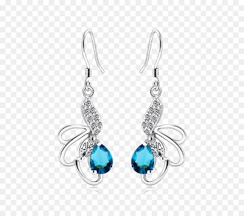 Earring Turquoise Silver Sapphire - Sapphire earrings 