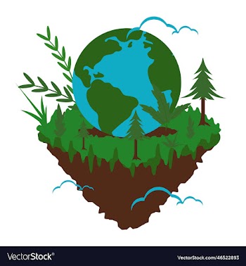 earth day as hanging island in cloud