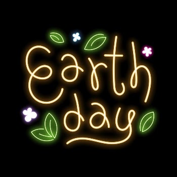 Earth day word, neon typography | Free PSD - rawpixel