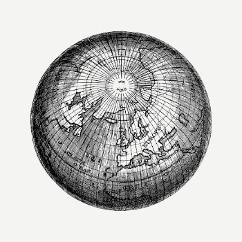Earth globe drawing clipart, map | Free PSD - rawpixel
