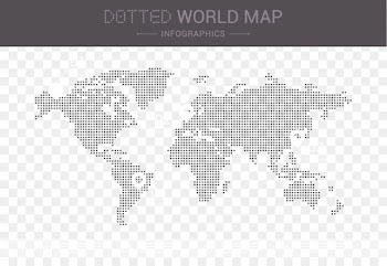 Earth Globe World map - Vector dotted world map 