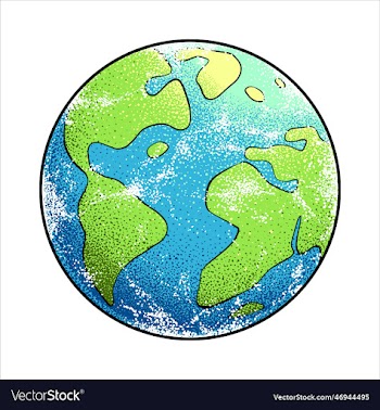 earth handdrawn in pointilism technique