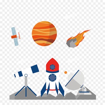 Earth Natural satellite - Rocket and planet vector 