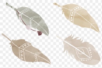 Earth tone Bohemian feather png sticker collection