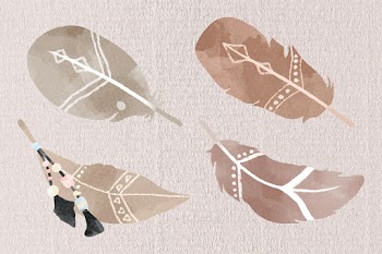 Earth tone Boho feather vector set