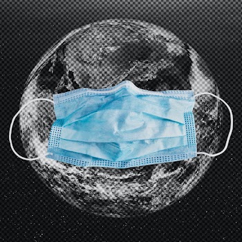 Earth wearing a face mask due to COVID-19