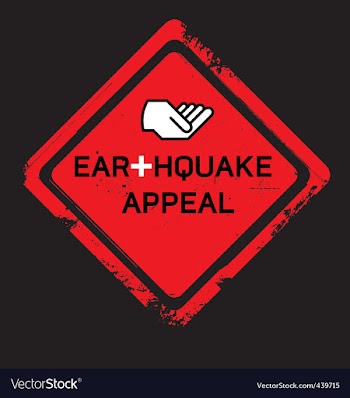 Earthquake appeal sign vector image
