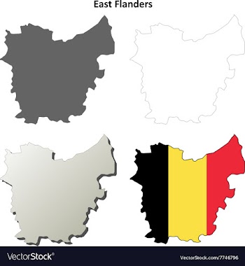 East Flanders outline map set - Belgian version vector image