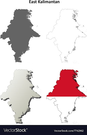 East Kalimantan blank outline map set vector image