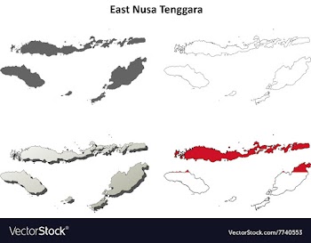 East Nusa Tenggara outline map set vector image