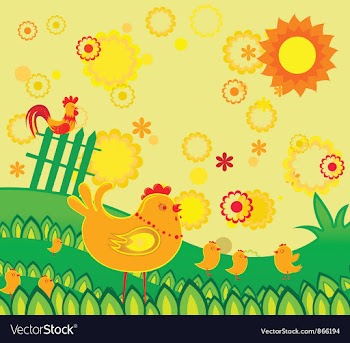Easter background with chickens vector image