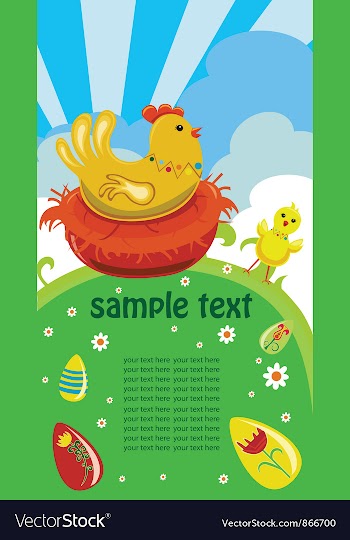Easter background with hen vector image