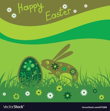 Easter background with rabbit vector image