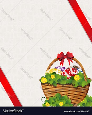 Easter Basket on a beige background vector image