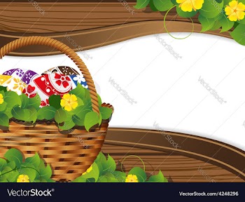 Easter Basket with painted eggs vector image