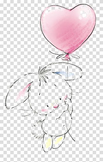 Easter Bunny Birthday cake Rabbit Drawing , rabbit, bunny holding heart balloon transparent background PNG clipart