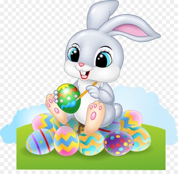 Easter Bunny Cartoon Rabbit - Vector Rabbit painting eggs 