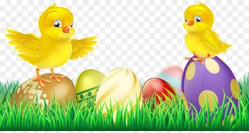 Easter Bunny Chicken Illustration - Cartoon egg bush 