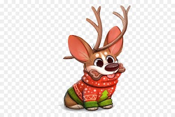 Easter Bunny Christmas Cartoon Illustration - Christmas filled Corgi 